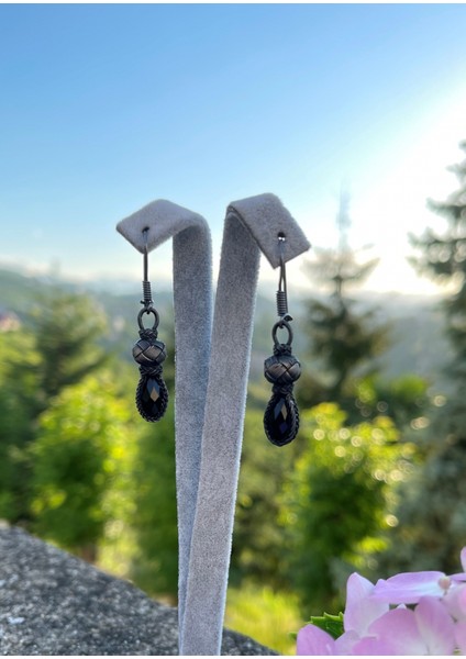 Siyah Zirkon Taş Detaylı Oksitli Gümüş Kazaziye Otantik Tarzda Sallantılı Küpe fiyatları