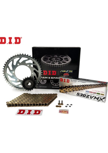 Zincir Dişli Seti Trıumph Sprint Rs (955 Cc) (2002-2003) / Zincir : DID-530ZVM-X (GOLD)-108 / Dişli: Jt (18T) - Sunstar (43T) / Trıumph / Sprint Rs / 955CC / 2002-2003