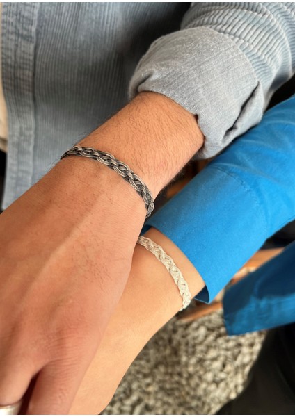 Çiftler Serisi Gümüş Kazaziye Çapraz Örgü Bileklik - Biri Size Biri Sevdiğinize fiyatları