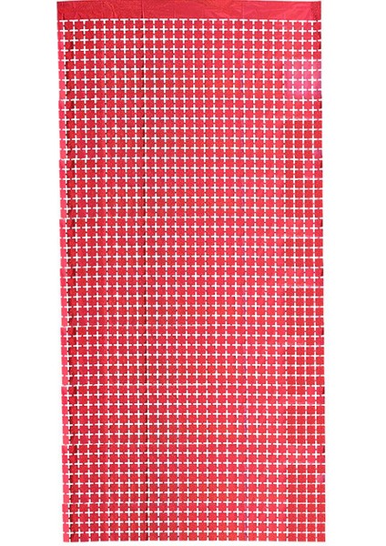 Metalize Kırmızı Kare Desenli Arka Fon Süs 100X200 cm