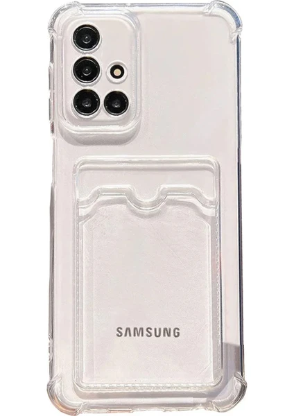 Case World Samsung Galaxy A71 Kapak Kamera Korumalı Kartlıklı Darbe Emici Özellikli Şeffaf Silikon Kılıf