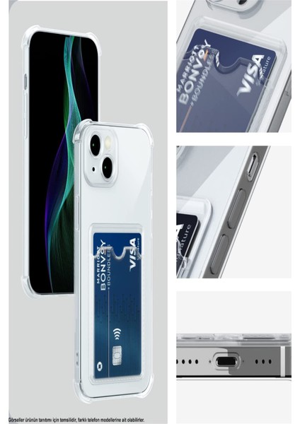 Case World Apple iPhone 11 Kapak Kamera Korumalı Kartlıklı Darbe Emici Özellikli Şeffaf Silikon Kılıf