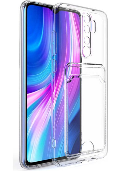 Xiaomi Redmi Note 8 Pro Kapak Kamera Korumalı Kartlıklı Darbe Emici Özellikli Şeffaf Silikon Kılıf