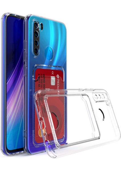 Xiaomi Redmi Note 8 Kapak Kamera Korumalı Kartlıklı Darbe Emici Özellikli Şeffaf Silikon Kılıf