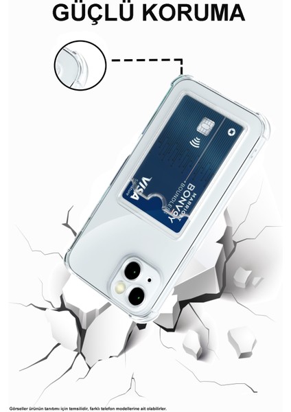 Apple iPhone 6 Kapak Kamera Korumalı Kartlıklı Darbe Emici Özellikli Şeffaf Silikon Kılıf