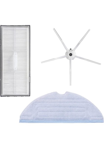 Roborock S7 Sonic Mopping Uyumlu 3 Parça Yedek Filtre Fırça Seti Beyaz