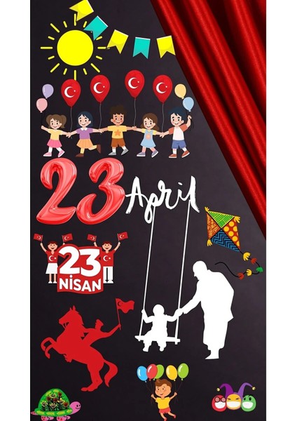 23 Nisan Sticker Seti, Çocuk Bayramı Okul Ev Süsleme Sticker Seti