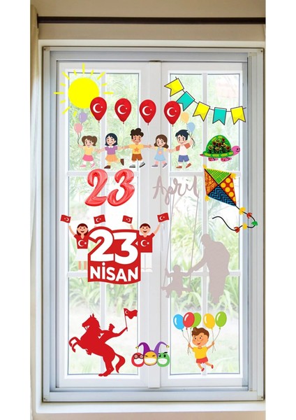 23 Nisan Sticker Seti, Çocuk Bayramı Okul Ev Süsleme Sticker Seti fiyatları