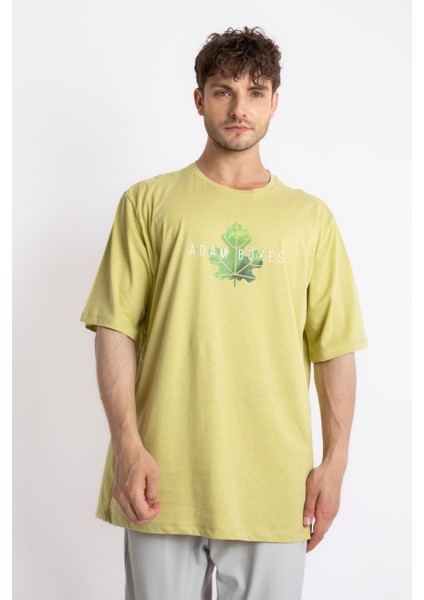 Erkek/unisex Baskılı Oversize O-Yaka T-Shirt Suelto - Açık Haki fiyatları