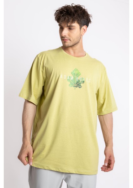 Erkek/unisex Baskılı Oversize O-Yaka T-Shirt Suelto - Açık Haki modelleri