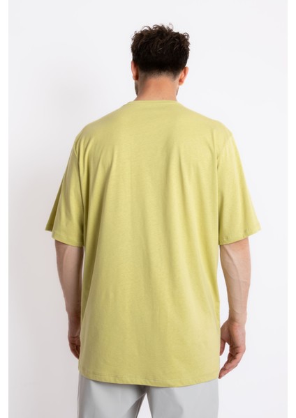 Erkek/unisex Baskılı Oversize O-Yaka T-Shirt Suelto - Açık Haki fırsatları