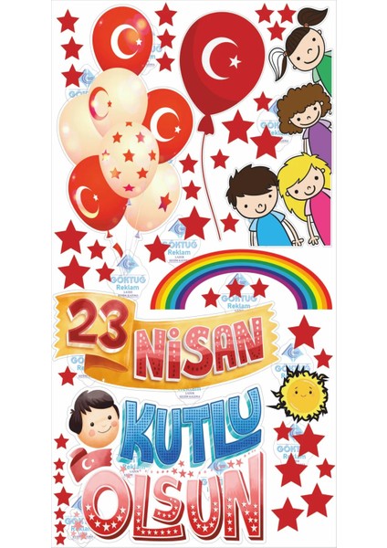 23 Nisan Çocuk Bayramı Eğlenceli Cam Duvar Süsleme Sticker Seti fırsatları
