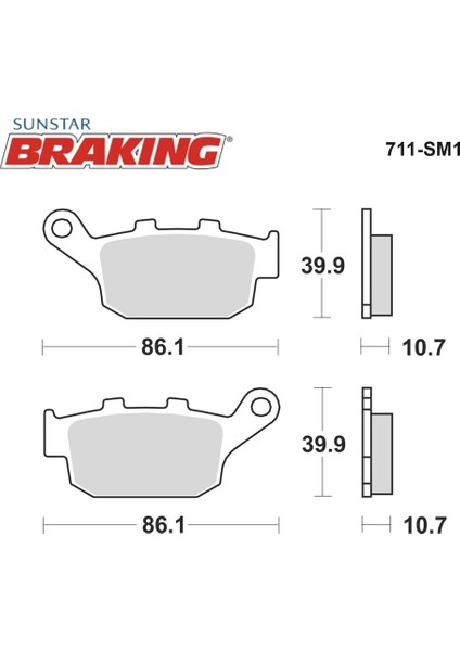 Yarı Metalik Arka Fren Balatası / Yamaha / Xj6 / Dıversıon F / 600CC / Arka / 2009-2010-2011-2012-2013-2014-2015