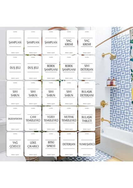 Banyo Şişe Etiketleri 5.5X8CM Beyaz Lux Banyo Şişe Etiket Seti modelleri