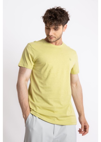 Erkek/unisex Baskılı O-Yaka T-Shirt Premiver - Açık Haki