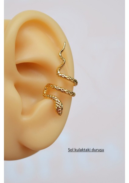 Sacce Scarves&Accessories Gold Yılan Earcuff Sıkıştırmalı Kıkırdak Küpesi