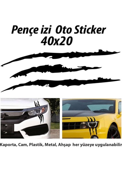 Monster Canavar Pençe Izi Oto Sticker 40X20 cm