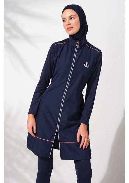 Uzunkollu Fermuarlı Tesettür Mayo Lacivert 231924 modelleri