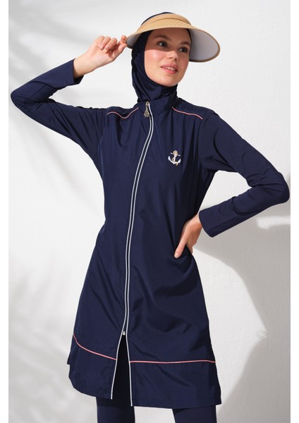 Uzunkollu Fermuarlı Tesettür Mayo Lacivert 231924 fırsatları