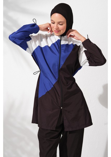 Uzunkollu Fermuarlı Paraşüt Tesettür Mayo Desenli 231920 modelleri