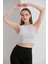 Gri Crop Bel Üstü Bayan Kaşkorse Bluz 1