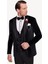 Erkek Siyah Slim Fit Sivri Yaka Kadife Damatlık 1