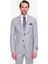 Erkek Gri Mavi Slim Fit Mono Yaka Yelekli Takım Elbise 2