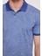Erkek Mavi Polo Yaka Desenli T-Shirt 4