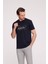 Erkek Lacivert Bisiklet Yaka Desenli T-Shirt 1