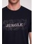 Erkek Lacivert Bisiklet Yaka Desenli T-Shirt 4