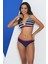 2327-1 Kadın Çizgili Geniş Üçgen Omuzdan Askılı Kemerli Bikini 2
