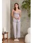 2820 Kadın Penye Dantelli Sabahlıklı Pijama Takım-Royal 4