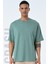 Basic Erkek Bisiklet Yaka Oversize Kalıp Kısa Kollu T-Shirt 1