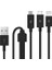 Trio Type-C Lightning Micro USB Şarj Kablosu Siyah 1