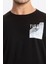 Erkek/ Baskılı O-Yaka T-Shirt Tissue - Siyah 4