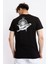 Erkek Baskılı O-Yaka T-Shirt Marino - Siyah 3
