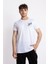 Erkek/ Baskılı O-Yaka T-Shirt Tissue - Beyaz 1