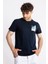 Erkek/ Baskılı O-Yaka T-Shirt Tissue - Lacivert 1