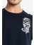 Erkek/ Baskılı O-Yaka T-Shirt Bandos - Lacivert 4