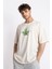 Erkek/ Baskılı Oversize O-Yaka T-Shirt Suelto - Ham Pamuk 3