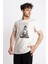 Erkek/ Baskılı O-Yaka T-Shirt Budestatuas - Ham Pamuk 2