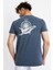 Erkek/ Baskılı O-Yaka T-Shirt Marino - Lacivert Melanj 3
