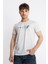 Erkek/ Baskılı O-Yaka T-Shirt Apiso - Gri Melanj 1