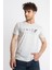 Erkek/ Baskılı O-Yaka T-Shirt Apiso - Gri Melanj 3