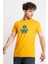 Erkek/ Baskılı O-Yaka T-Shirt Anillo - Koyu Sarı 2