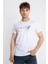 Erkek/ Baskılı O-Yaka T-Shirt Apiso - Beyaz 1