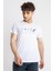 Erkek/ Baskılı O-Yaka T-Shirt Apiso - Beyaz 3