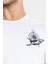 Erkek/ Baskılı O-Yaka T-Shirt Marino - Beyaz 4