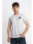 Erkek/ Baskılı O-Yaka T-Shirt Marino - Gri Melanj 1