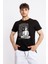 Erkek/ Baskılı O-Yaka T-Shirt Budestatuas - Siyah 1
